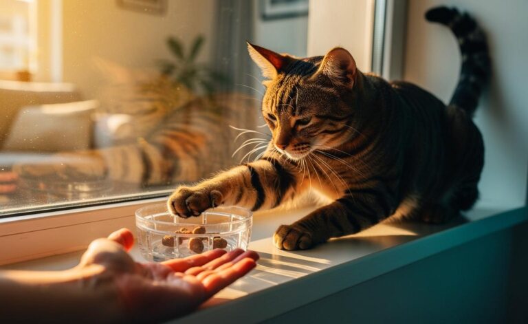 Illustration von überraschend klugem Katzenverhalten in Kommunikation, Wahrnehmung und Problemlösen im Alltag