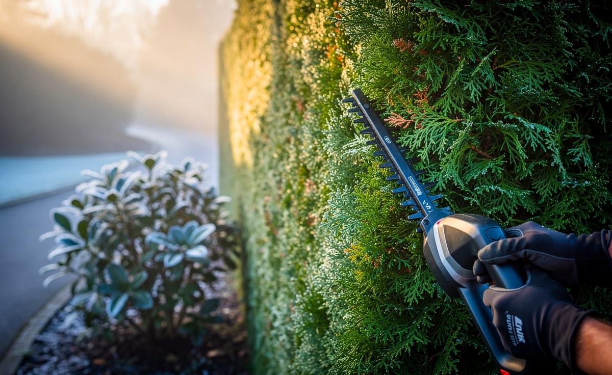 Illustration von einer dichten, winterharten Leyland-Zypressenhecke als schnellerer Alternative zum Kirschlorbeer