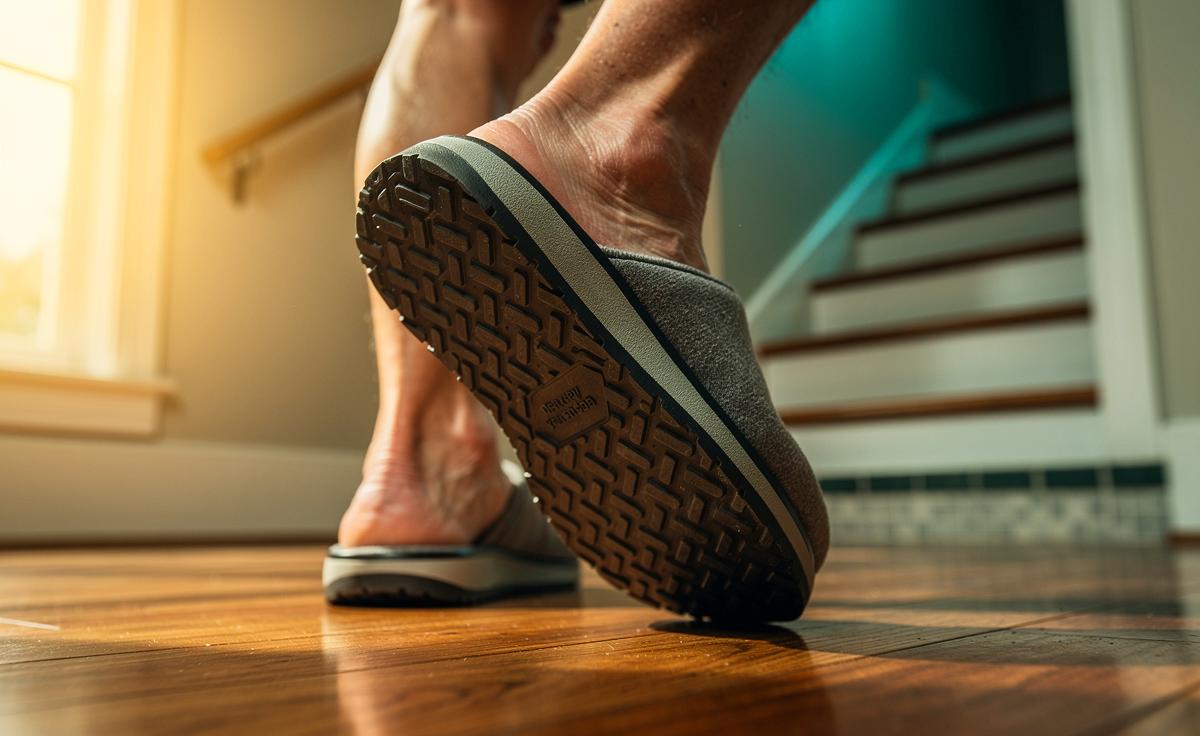 Pantoffel mit dicker Sohle: So reduzieren Sie das Risiko von Sturzverletzungen.