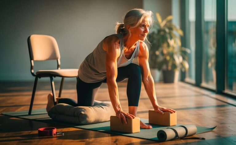 Illustration von gelenkschonendem Yoga ab 50 zur Förderung der Gelenkgesundheit und zur Schmerzlinderung